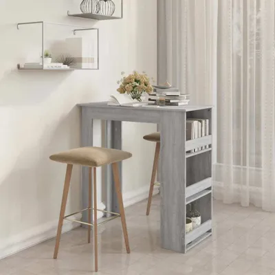 Produktbild von The Living Store Bartisch mit Regal Grau Sonoma 102x50x103,5cm Holzwerkstoff