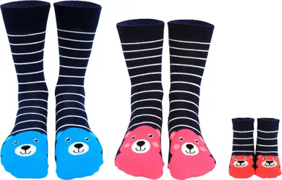 Produktbild von CUCAMELON Baby Socken Set, 3er Pack - Erwachsenen und Baby Socken, Geschenkbox Mummy, Daddy and Me 18/19