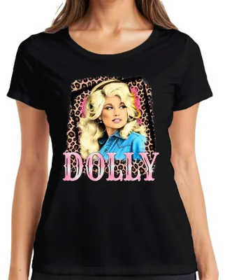 Obrázek produktu pro Dámské tričko s motivem Dolly Parton, country zpěvačky, westernového stylu, barva černá, velikost S