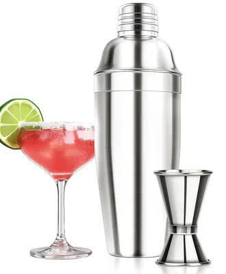 Cocktailshaker 750 ml Edelstahl mit Barsieb & Messbechern