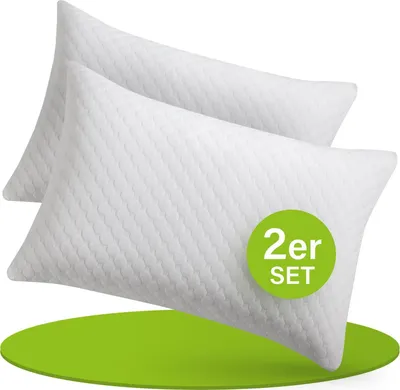 Produktbild von Juskys Kissen 40x60 cm für Bett - 2er Set Kopfkissen mit Memory-Foam Füllung - Weiß