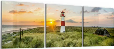 Produktbild von DEQORI Glasbild Echtglas 3x50x50 cm 'Leuchtturmliebe' Wandbilder XXL groß