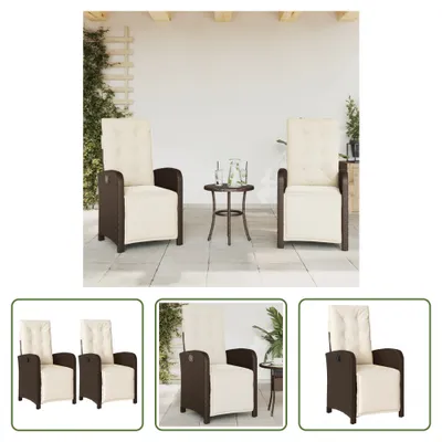 Immagine prodotto di The Living Store Poltrona da giardino con poggiapiedi 2 pz. Regolabile in Poly Rattan marrone
