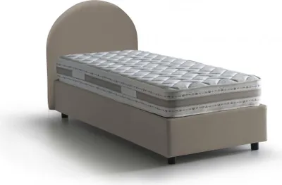 Produktbild von Einzelbett Dabaja, Containerbett mit Kunstlederbezug, 100%  Italy, Frontöffnung, inklusive Matratze 80x190 cm, Turteltaube