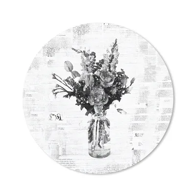Produktbild von MuchoWow® Mauspad Mousepad Vase - Blumen - Zeitung - Schwarz - Weiß 20x20 cm - Mousepads - Maus Mat - Pad - Mausunterlage - Schreibtischmatte