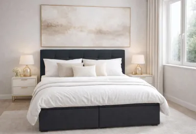 Produktbild von AX LIVING Stauraum Boxspringbett Schwarz 180x200 cm ohne Topper Galata Doppelbett