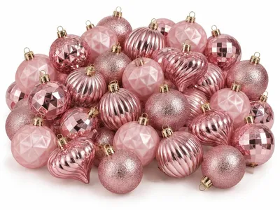 Obrázok produktu pre Vianočné ozdoby Mica Decorations, ružové, 40 kusov – Odolné vianočné gule s priemerom 6 cm, vyrobené z recyklovaného polystyrénu – lesklé, matné a s trblietkami – vianočná dekorácia na vianočný stromček