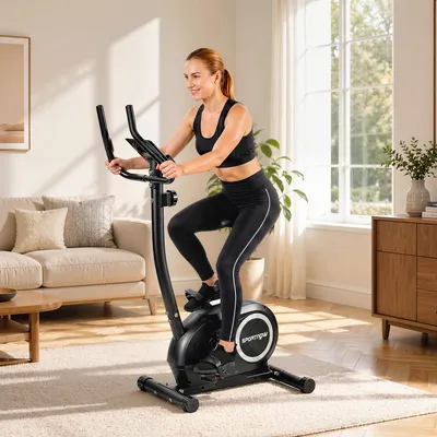 Image de Vélo d'appartement réglable en hauteur, vélo de fitness, résistance magnétique,via application, noir | 86 x 51 x 128 cm | 18,5 kg | Écran LCD