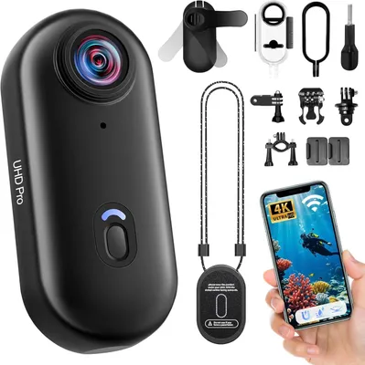 Obrázek produktu pro Akční kamera 4K, sportovní kamera, Wi-Fi, 120 stupňů, 1080p HD, mini akční kamera, Wi-Fi, pro kolo, motorku, helmová kamera, podvodní kamera, malá kamera na tělo