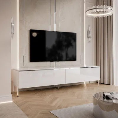 Produktbild von TV-Schrank AURORA SILVER 180?cm auf verchromten geraden Beinen