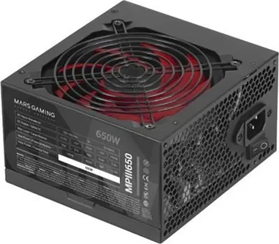 Zdjęcie produktu dla Mars Gaming MPIII650, 650 W, 200 - 240 V, 50/60 Hz, 7 A, Aktywne, 180 W