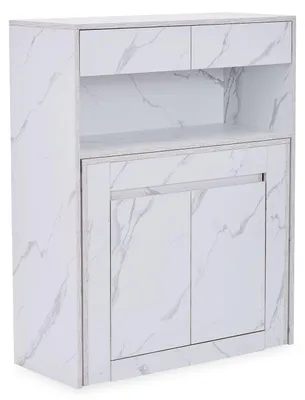 Image de MENZZO Console extensible avec rangement Fontano Effet marbre blanc