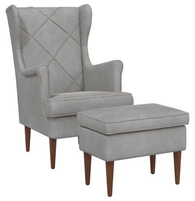 Image de Fauteuil vidaXL avec repose-pieds, lot de 2, gris clair, en velours