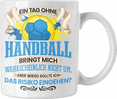 Produktbild von Trendation - Handball Tasse Geschenk für Handball-Spieler Spielerin Trainer Coach Lustiger Spruch Geschenkidee (Weiß)
