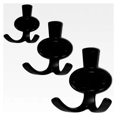 Produktbild von 3 Stück Vintage Haken Garderobenhaken Wandhaken Handtuchhaken Schwarz