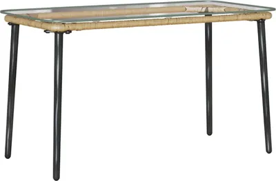 Zdjęcie produktu dla Stół ogrodowy vidaXL w kolorze naturalnym, 80 x 40 x 45 cm, z polirattanu
