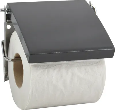 Zdjęcie produktu dla MSV Uchwyt na papier toaletowy czarny MDF stal nierdzewna