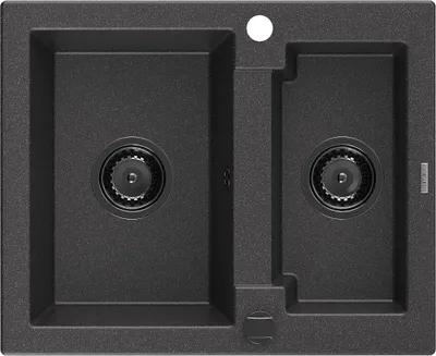 Image de Mexen Carlos évier en granit 1,5 bac 582 x 475 mm, noir moucheté, siphon noir - 6518581500-76-B