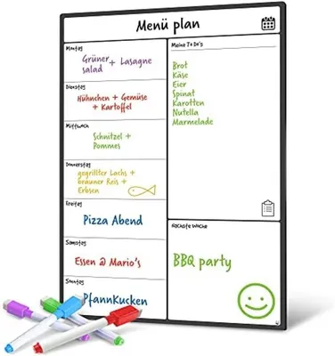 Produktbild von PromoHome® Wochenplaner Magnetisch Whiteboard A3 Format - Abwischbares Küchenbrett für Essensplanung und Familienorganisation mit