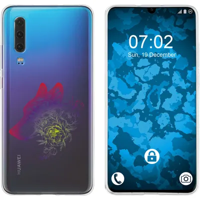 Produktbild von PhoneNatic Case kompatibel mit Huawei P30 Silikon-Hülle Floral Wolf M3-5