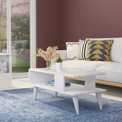 Produktbild von Skye Decor, Ayca - White, Couchtische, Weiß, Melamin-Spanplatte, 90 x 40 x 45 cm