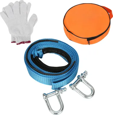 Immagine prodotto di Jiubiaz corda di traino blu 5 cm x 5 m portata fino a 8 tonnellate con 2 moschettoni incl. borsa