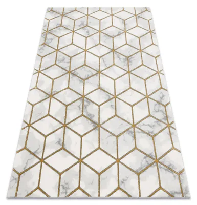 Produktbild von Exklusiv EMERALD Teppich 1014 glamour, stilvoll Würfel creme / gold beige 140x190 cm