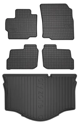 Productafbeelding van Rubberen automatten + kofferbakmat voor Mitsubishi Space Star II 2013-2024 (hatchback) – 5-delig, zwart, op maat – Wielganizator SolidPRO