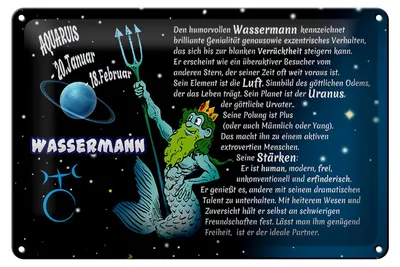 Produktbild von Blechschild Sternzeichen 30x20cm Wassermann
