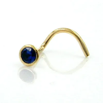 Produktbild von Nasenstecker 2,5mm Spirale mit Zirkonia safir-blau 18Kt GOLD