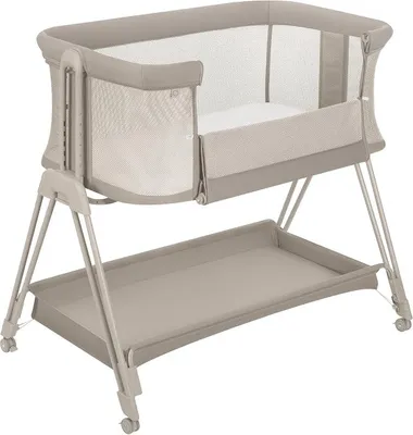 Produktbild von Luna EIN tragbares Beistellbett mit Einer Matratze, reisebett, von Neugeboren bis 9 kg, in der Höhe und der Neigung verstellbar, 4 Rädern mit Bremse, Befestigung zum Elternbett