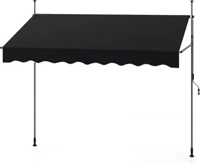 Produktbild von 250 cm ausziehbare Balkonmarkise, ohne Bohren, schwarz