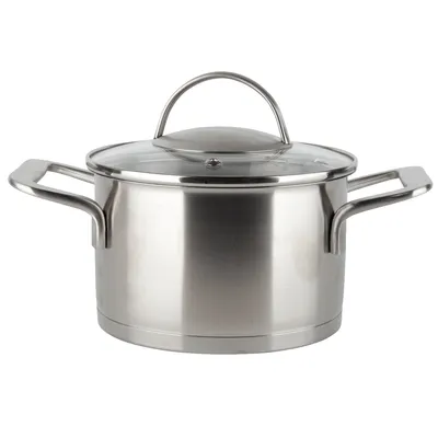 Produktbild von Fleischtopf mit Glasdeckel 16 cm Induktion EUROHOME Edelstahl - Kochtopf verwendbar als Brattopf, Suppentopf und Schmortopf spülmaschinengeeignet