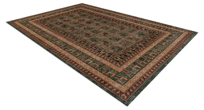 Image de Tapis en laine KASHQAI 4349 400 oriental, cadre vert vert 80x160 cm