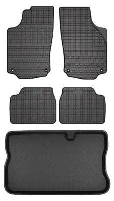 Productafbeelding van Rubberen automatten + kofferbakmat voor Opel Corsa C 2000-2006 – 5-delig, zwart, op maat – Wielganizator SolidPRO