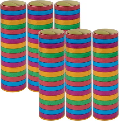 Productafbeelding van Decoratie Slangen - Papieren Slingers - Feestelijke Aankleding - Metallic Look - 6 Rollen - Multicolor