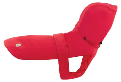 Hunderegenjacke M, rot, 40 cm Rückenlänge, abnehmbare Kapuze