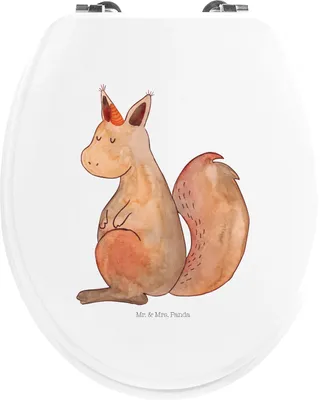 Produktbild von Mr. & Mrs. Panda WC Brille Einhorn Glauben - Weiß - Geschenk, Klo-Deckel, Toilettendeckel, WC-Sitz, Einhörnchen, klo deckel, Unicorn, Eichhorn, Eichhörnchen, Einhörner