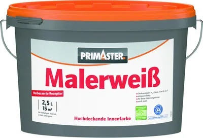 Produktbild von Primaster Wandfarbe Malerweiß konservierungsmittelfrei 2,5 L