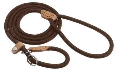 Produktbild von Hundeleine geflochtenes Seil 152 cm Braun Nylon für große und mittelgroße Hunde