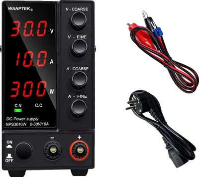 Immagine prodotto di Alimentatore DC, tensione regolabile, uscita ad alta corrente, 3 cifre 30V 10A