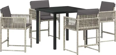 Immagine prodotto di vidaXL Set da pranzo per esterno, 5 pezzi, rattan sintetico grigio chiaro