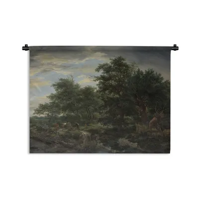 Produktbild von MuchoWow® Wandteppich Wandbehang Waldansicht - Gemälde von Jacob van Ruisdael 60x45 cm Tapisserie Dekoration Wandtuch - Das Schlafzimmer