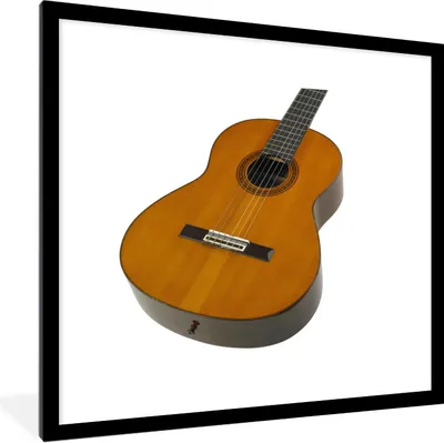 Produktbild von MuchoWow® Gerahmtes Poster Nahaufnahme einer akustischen Gitarre 40x40 cm - Poster mit Schwarzem Bilderrahmen Wandposter Rahmen Foto Bilder - Poster - Plakat im Rahmen