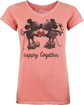Produktbild von Mickey Mouse T-Shirt Damen Happy Together koralle S