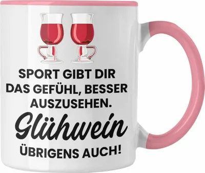 Produktbild von Trendation - Glühwein Tasse Lustig Spruch Glühweinbecher mit Henkel Doppelwandig Glühweintassen Gläser Weihnachtsmarkt Becher Tassen Geschenk (Rosa)