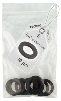 Produktbild von tecuro 10 x Gummidichtung 3/4" (15 x 24,5 x 2 mm) für Verschraubungen/Überwurfmuttern, EPDM