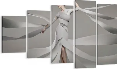 Produktbild von Bild auf Leinwand - Leinwandbild - Frau Modell Streifen Emotionen - 100x60cm - Wand Bild - Wanddeko - Leinwanddruck - Bilder - Kunstdruck - Wanddekoration - Leinwand bilder - Wandkunst - EG100x60-2612