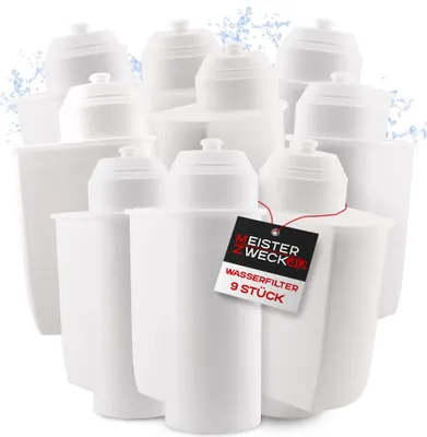 Produktbild von MEISTERZWECK4U - 9 Stück Ersatz Wasserfilter für Siemens EQ-Series, Supresso & Bosch Kaffeevollautomaten - Brita Intenza Filtersystem - Filterpatrone für Kalkschutz, Geruchs & Geschmacksverbesserung