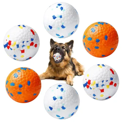 Produktbild von PORFOYO 6 Stück Hundeball Unzerstörbar, Hundeball Mit Zahnpflege-Funktion, Interaktive Hundebälle, ø 6,3cm, Hundespielzeug Ball Für Große, Mittelgroße, Kleine Hunde Und Welpen